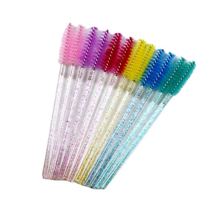 New Arrival Shiny Crystal Eyelash Applicator Crystal Handle Nylon Mascara Wands Spoolies Brushes